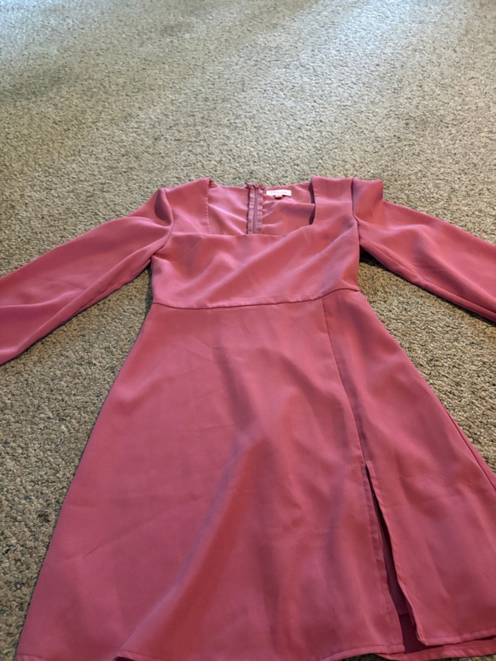 Pink Lily Dusty Rose Long-Sleeve Square Neck Dress